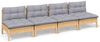 vidaXL 4-Sitzer-Gartensofa mit Grauen Kissen Massivholz Kiefer 3096123 Bild 2