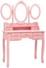 vidaXL Schminktisch mit Hocker und Dreifach-Spiegel Rosa 289327 Bild 2