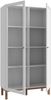 Forte PENKRIDGE Highboardvitrine 100, Landhaus Vitrine mit 2 Türen, Glas, Wohnzimmer, Esszimmer, Secret Grey mit Schlammeiche Holzdekor, 99,9 cm breit x 184,6 cm hoch x 41,7 cm tief Bild 5