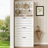 Schuhschrank 70 x 25 x 165 cm mit 8 Haken und 3 Schuhregalen aus Spanplatte Bild 4