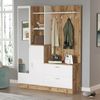 Dmora Eingangsmöbel Anumali, Moderner Eingang, Wandgarderobe, Multifunktions-Aufbewahrungskonsole, 140x37h182 cm, Eiche und Weiß Bild 2