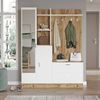 Dmora Eingangsmöbel Anumali, Moderner Eingang, Wandgarderobe, Multifunktions-Aufbewahrungskonsole, 140x37h182 cm, Eiche und Weiß Bild 4
