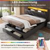 Flieks Polsterbett, LED Hydraulisches Doppelbett mit Schubladen 140x190cm Leinen Bild 4