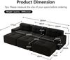 Flieks 3-Sitzer Sofa, Modular Schlafsofa, Tiefsofa mit 3 Ottoman & 3 Kissen, Cord, Schwarz Bild 4