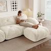 Modulsofa Chenille, rahmenloser 3-Sitzer, 281 x 95 x 76 cm, hellbeige Bild 4