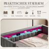 LVHOM Daybett 90x190cm, Schlafsofa mit Ausziehbett, Sofabett mit LED-Beleuchtung, USB-C-Anschluss und Ablagefächern, Einzelbett aus Samtstoff, Kinderbett, Grau Bild 5