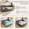 LVHOM Daybett 90x190cm, Schlafsofa mit Ausziehbett, Sofabett mit LED-Beleuchtung, USB-C-Anschluss und Ablagefächern, Einzelbett aus Samtstoff, Kinderbett, Grau Bild 3