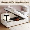 Polsterbett mit Aufbewahrung, Taschen, Lattenrost, USB und Type-C, 90x200 cm, Einzelbett mit gepolstertem Kopfteil, Samt Bild 3