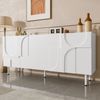 Sideboard 160x38,5x70 cm, weiß, geometrisches Design mit leisen Türen und pflegeleichter MDF-PB Oberfläche Bild 5