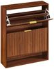 BBWL Schuhschrank mit Kippschutz, höhenverstellbare Fächer, MDF Flur Schuhkommode Schuhschrank 80x24 cm Nussbaum-Optik schmal mit Nutfront Dekotisch Bild 2