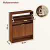 BBWL Schuhschrank mit Kippschutz, höhenverstellbare Fächer, MDF Flur Schuhkommode Schuhschrank 80x24 cm Nussbaum-Optik schmal mit Nutfront Dekotisch Bild 4