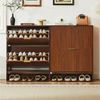 BBWL Schuhschrank mit Kippschutz, höhenverstellbare Fächer, MDF Flur Schuhkommode Schuhschrank 80x24 cm Nussbaum-Optik schmal mit Nutfront Dekotisch Bild 3