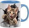 Trendation Tasse 3D Kätzchen Tasse Geschenk Kätzchen Durchbruch Wand Spruch Geschenki Bild 1