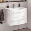 FACKELMANN VERONA Waschbecken mit Unterschrank 80 cm breit, Weiß, Waschbecken Gussmarmor Weiß Bild 2