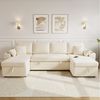 Merax Ecksofa U-förmiges Sofa mit USB-Anschluss, 270 x 125 x 86 cm 1 Teile, Ausziehbares Schlafsofa mit Stauraum, Becherhaltern & Ablage, Chenille Bild 2