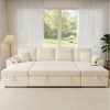 Merax Ecksofa U-förmiges Sofa mit USB-Anschluss, 270 x 125 x 86 cm 1 Teile, Ausziehbares Schlafsofa mit Stauraum, Becherhaltern & Ablage, Chenille Bild 4