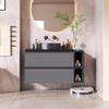 Kommode mit Premium-Marmor-Arbeitsplatte und schwarzem Keramikbecken, MDF, Farbblock Schwarz+Grau，80x44x48.5 cm Bild 3