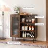 COSTWAY Küchenbuffet Sideboard Holz mit Glastür, Weinglashaltern Bild 2