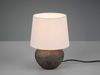 Rustikale Keramik LED Tischleuchte braun Stoffschirm in beige, Höhe 25cm Bild 3