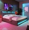 Polsterbett 180x200 cm aus Leinen mit LED-Beleuchtung und Stauraum – Vintage-Design Bild 3