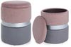 Pouf Polina 2er-Set zweifarbig, Rosa/Grau, 32 x 32 x 38 / 36 x 36 x 44 cm Bild 2