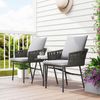 Flieks Gartenmöbel Set 3-tlg mit 2 Stühlen, Beistelltisch & abnehmbar Kissen, wetterfeste Rattan Lounge, Balkonmöbel Set für 2 Personen, Grau Bild 3