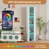 Vitrine mit LED-Farbwechsellicht & Glastür, 40x29x170 cm, Weiß Bild 4