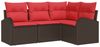 vidaXL Gartensofa-set mit Kissen 4 pcs Braun und Rot Poly-Rattan 3354693 Bild 2