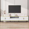 TV-Schrank 200x40x46 cm Weiß mit Marmoroptik und goldfarbenen Akzenten, 2 Türen, 1 Schublade, offenes Ablagefach Bild 2