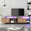 TV-Schrank B 190 x T 40 x H 48,5 cm mit LED-Beleuchtung, 2 Klapptüren und offenem Stauraum in Eiche-Schwarz Bild 2