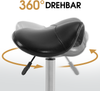 Barberpub Rollhocker Sattelhocker Höhenverstellbar, Bürohocker mit Rollen, Hocker für Arbeitszimmer Office Salon, Ergonomischer Bürostuhl, H110(Schwarz) Bild 2