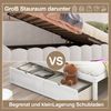 Daybett, 90*200cm Tagesbett, Schlafsofa, Bett mit Lattenrost (ohne Matratze), mit LED-Lichtleiste, mit hydraulischem Hebemechanismus, USB-Anschluss, Typ-C, Komfortmaterial, Vliesimitat, Weiß Bild 4