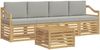 vidaXL Outdoor-Sofagarnitur 5 pcs Weiß und Hellgrau Polyester 3391371 Bild 2