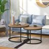 2er Set Runder Couchtisch Eiche, Nesting Beistelltisch Wohnzimmer, Moderner Sofatisch aus MDF Bild 4