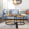2er Set Runder Couchtisch Eiche, Nesting Beistelltisch Wohnzimmer, Moderner Sofatisch aus MDF Bild 3