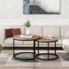 2er Set Runder Couchtisch Eiche, Nesting Beistelltisch Wohnzimmer, Moderner Sofatisch aus MDF Bild 2