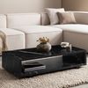 Couchtisch 100x50x25cm Schwarz Marmor-Optik Modern Rechteckig mit Stauraum Bild 2