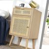 Casâme 'MIYA' Nachttisch mit natürlichem Rattangeflecht, Eschenfurnier H71cm - Beige - Helles Holz Bild 2