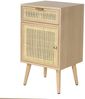 Casâme 'MIYA' Nachttisch mit natürlichem Rattangeflecht, Eschenfurnier H71cm - Beige - Helles Holz Bild 4