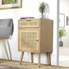 Casâme 'MIYA' Nachttisch mit natürlichem Rattangeflecht, Eschenfurnier H71cm - Beige - Helles Holz Bild 3