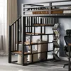 Hochbett mit Schreibtisch und Regal (120x200 cm) Kinderbett mit Rausfallschutz, Lattenrost und Treppe, Metallbett Bild 4
