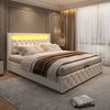 Polsterbett 140x200 cm aus PU mit Stauraum und LED-Beleuchtung – klassisch-modernes Design und hoher Komfort Bild 5