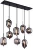 LED Pendelleuchte mit 8 Rauchglaskugeln Metall Schwarz, Breite 94cm Bild 2