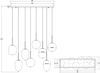 LED Pendelleuchte mit 8 Rauchglaskugeln Metall Schwarz, Breite 94cm Bild 4