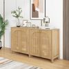 Sideboard mit gebogenen Kunst-Rattan-Türen, 4 Fächern, verstellbaren Regalen, stabilem MDF-Korpus, vielseitig für Wohnzimmer & Essbereich Bild 4