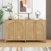 Sideboard mit gebogenen Kunst-Rattan-Türen, 4 Fächern, verstellbaren Regalen, stabilem MDF-Korpus, vielseitig für Wohnzimmer & Essbereich Bild 3