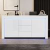 Wohnzimmerschrank mit 3 Schubladen & 2 Türen, Hochglanz-Sideboard mit LED-Leiste, 140×40×65 cm Bild 2
