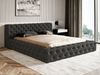 GRAINGOLD Palini Polsterbett 180x200, mit gepolstertes Kopfteil, gestepptes Bett, Bettkasten, Velour-Stoff, Schwarz Bild 3