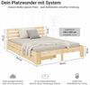 Holzbett Doppelbett 160x200 cm Bett mit 2 Bettkästen und Matratzen Holzbettrahmen Natur Massiv Holz Lattenrost Bild 3