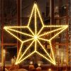 Quntis LED-Lichterkette LED Stern Fensterdeko, Warmweiß weihnachtsdeko, Faltbar, mit 3m Kabel, 50cm Fünfzackstern, 282 LEDs, IP20, inkl. Haken, Ideal für Fenster Bild 5